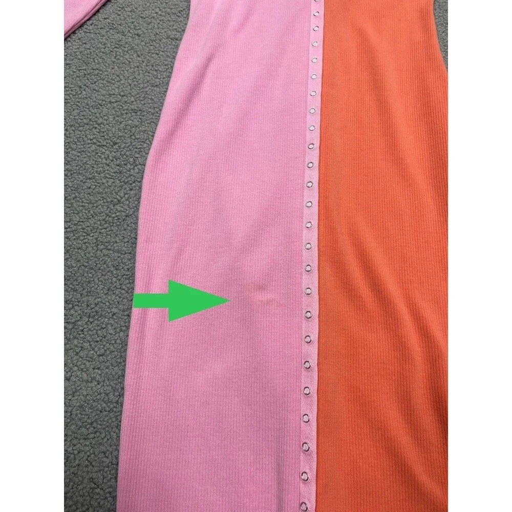 Atoir Women Dress Sweater Bodycon The Saturn Pink Orange Colorblock Preppy Sz 8